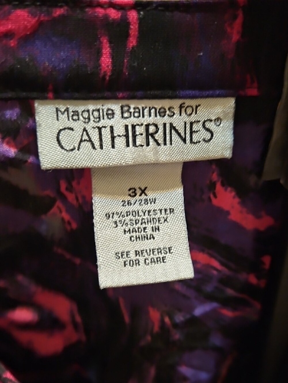 Catherines Black Blouse with Pink & Purple Swirl Print - Picture 5 of 5